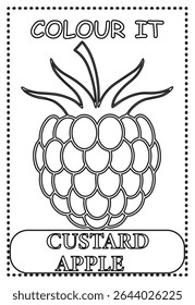 Coloring page for kids learning Custard Appple