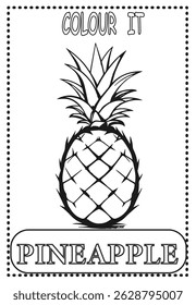 Coloring page for kids learning Pineapple