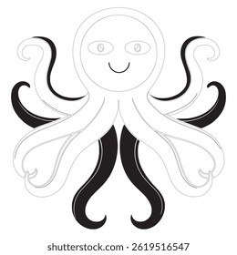 coloring page for kids octopus black and white line art design