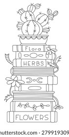 Coloring Page For Kids On Going Back To School And Botanical-Themed Bookmark