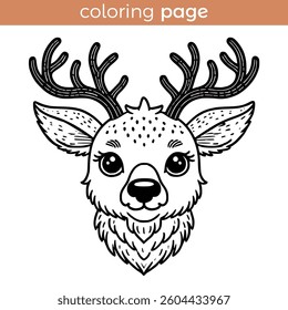 coloring page for kids reindeer head wild animal vector illustration template design
