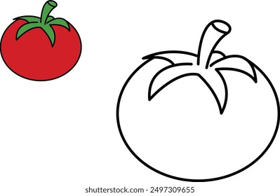 Coloring Page for Kids: Ripe Red Tomato