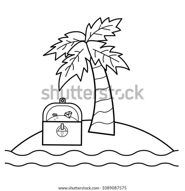 Coloring Page Kids Treasure Island Treasure Stock Vector (royalty Free 