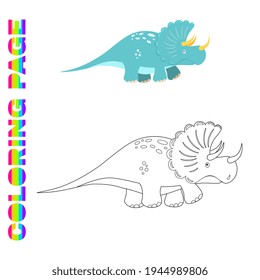 Coloring page for kids with Triceratops