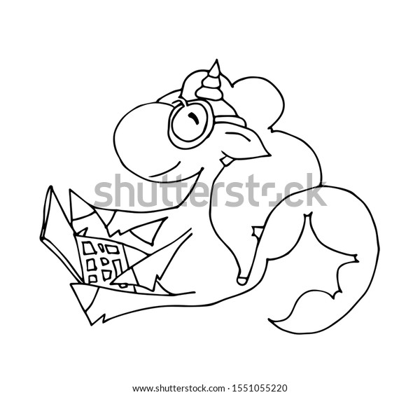 coloring page kids unicorns vector cute stock vector