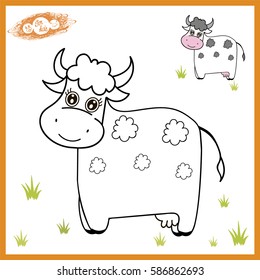 Coloring page for kids. Vector cow.