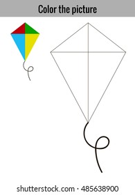 Coloring page with kite. Educational games for children. Vector. EPS 10.