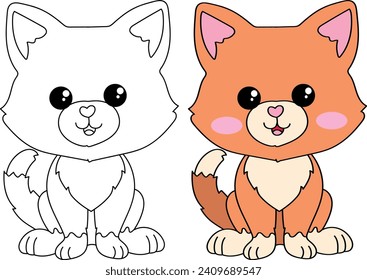 coloring page kitten for kids 