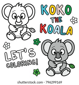 coloring page of a koala sitting and hand a leaf