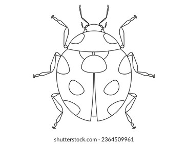 Coloring Page of a Ladybug Cartoon Character Vector