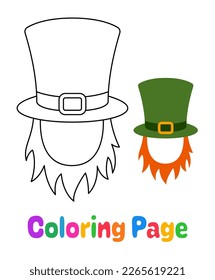 Coloring page with Leprechaun Hat with Beard for kids