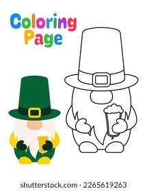 Coloring page with Leprechaun for kids