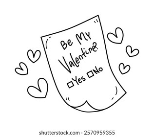 Coloring Page Letter Be my Valentine