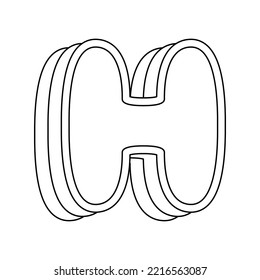 Coloring page with Letter H for kids