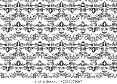 Coloring page with line art pattern. Seamless design vector illustration.