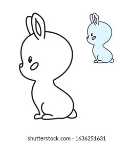 Coloring page for little children. Outlined illustration of a cute hare in cartoon style. Vector 8 EPS.