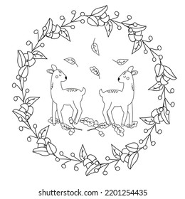 coloring page of little dears on a white background