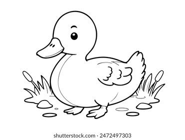 Coloring page of little duck for kids coloring book