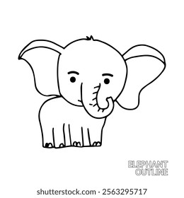 Coloring page of little Elephant for kids coloring book