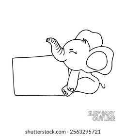 Coloring page of little Elephant for kids coloring book