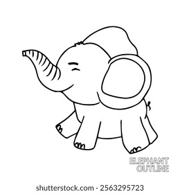 Coloring page of little Elephant for kids coloring book