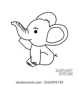 Coloring page of little Elephant for kids coloring book