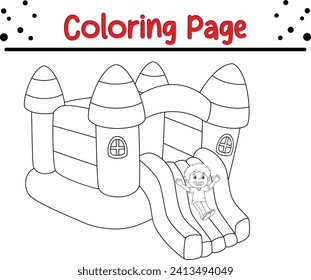 coloring page little kids playing palace balloon