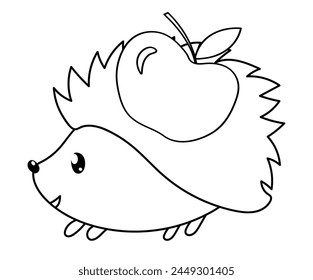 Coloring Page For The Little Ones Features A Hedgehog Carrying An Apple