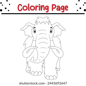 Coloring page mammoth walking cute happy