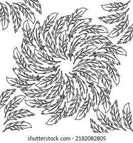 Coloring page mandala with bird feathers. Coloring book for children and adults on a white background. Vector illustration