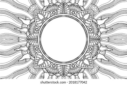 Coloring Page mandala design with text space