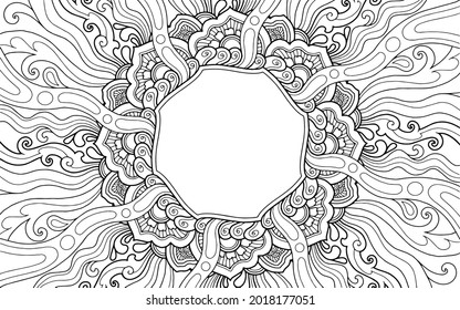 Coloración Diseño de la mandala de página con espacio de texto