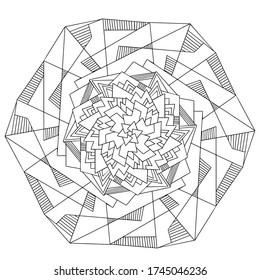 Coloring page mandala with geometric pattern
