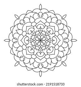 Coloring page with mandala outline. Vector decorative lace pattern design illustration 