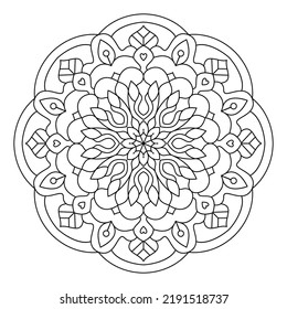 Coloring Page Mandala Outline Vector Decorative Stock Vector (Royalty ...