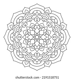 Coloring page with mandala outline. Vector decorative lace pattern design illustration 
