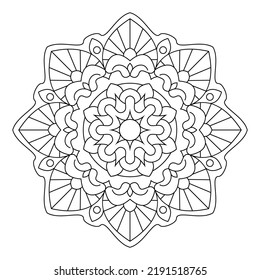 Coloring page with mandala outline. Vector decorative lace pattern design illustration 