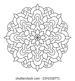 Coloring page with mandala outline. Vector decorative lace pattern design illustration 