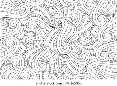 Coloring Page Of Monochrome Abstract Pattern For Adult Coloring Book