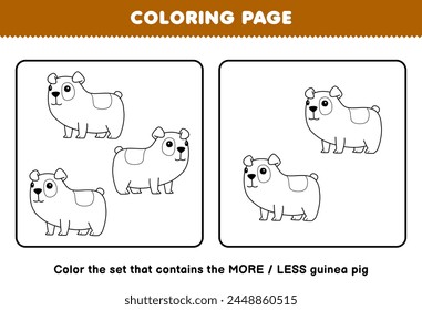 Dibujo para colorear más o menos imagen de linea de conejillo de indias lindo conjunto de arte imprimible hoja de trabajo para mascotas