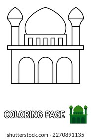 Coloring page with Mosque for kids