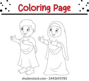 Coloring page Muslim kids pray