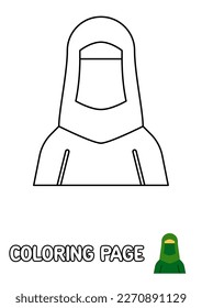 Coloring page with Muslim Woman for kids