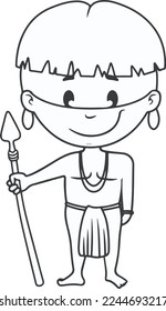 coloring page of Noman,caveman,human icon.Vector illustrationSouth Africa dressed in the traditional way of the Zulu Tribe..eps