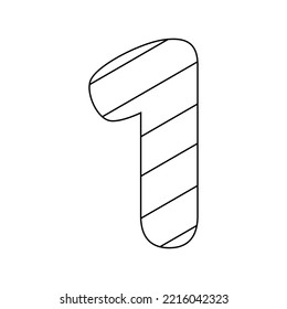 Coloring page with Number 1 for kids