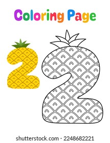 Coloring page with Number 2 for kids