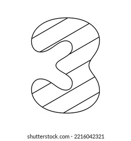 Coloring page with Number 3 for kids