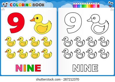 number 9 coloring pages for kids