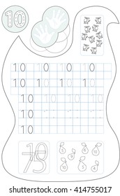 Coloring page number ten printable worksheet for preschool / kindergarten kids