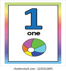 Coloring page - Numbers. Education and fun for children's. Baby first numbers - colorize and count. Printable worksheet - 01 one with ball